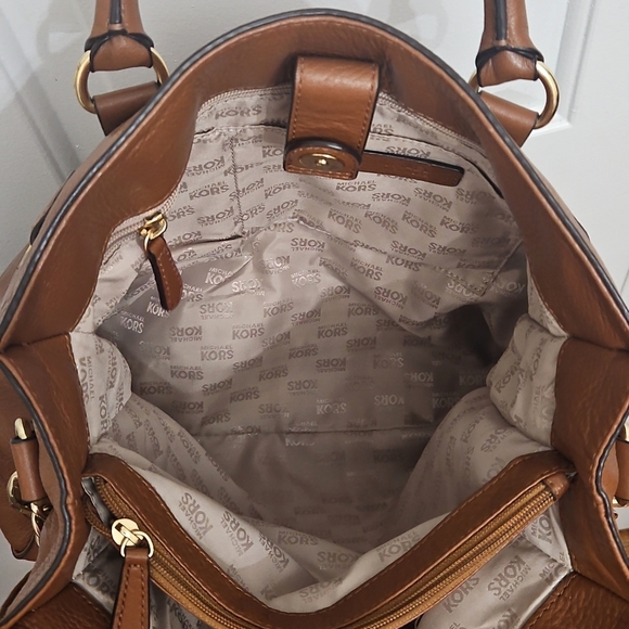 Michael Kors Leather Hamilton Satchel Tote Shoulder Bag - Picture 8 of 13